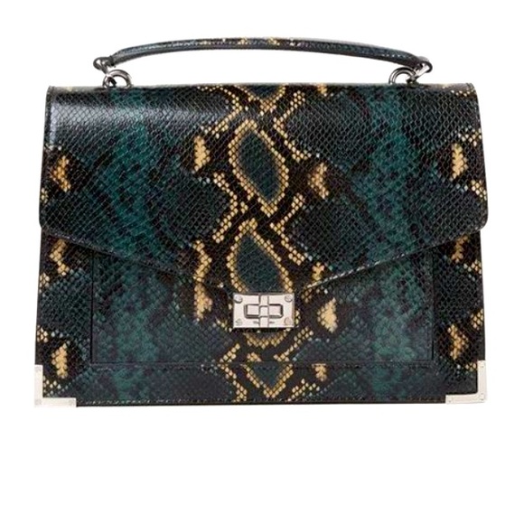 The Kooples Handbags - New Kooples Maxi GREEN AND BLACK PYTHON EMILY BAG